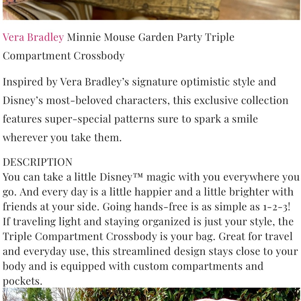 Disney Minnie Mouse Garden Party Triple Compartment Crossbody Bag - Picture 7 of 7